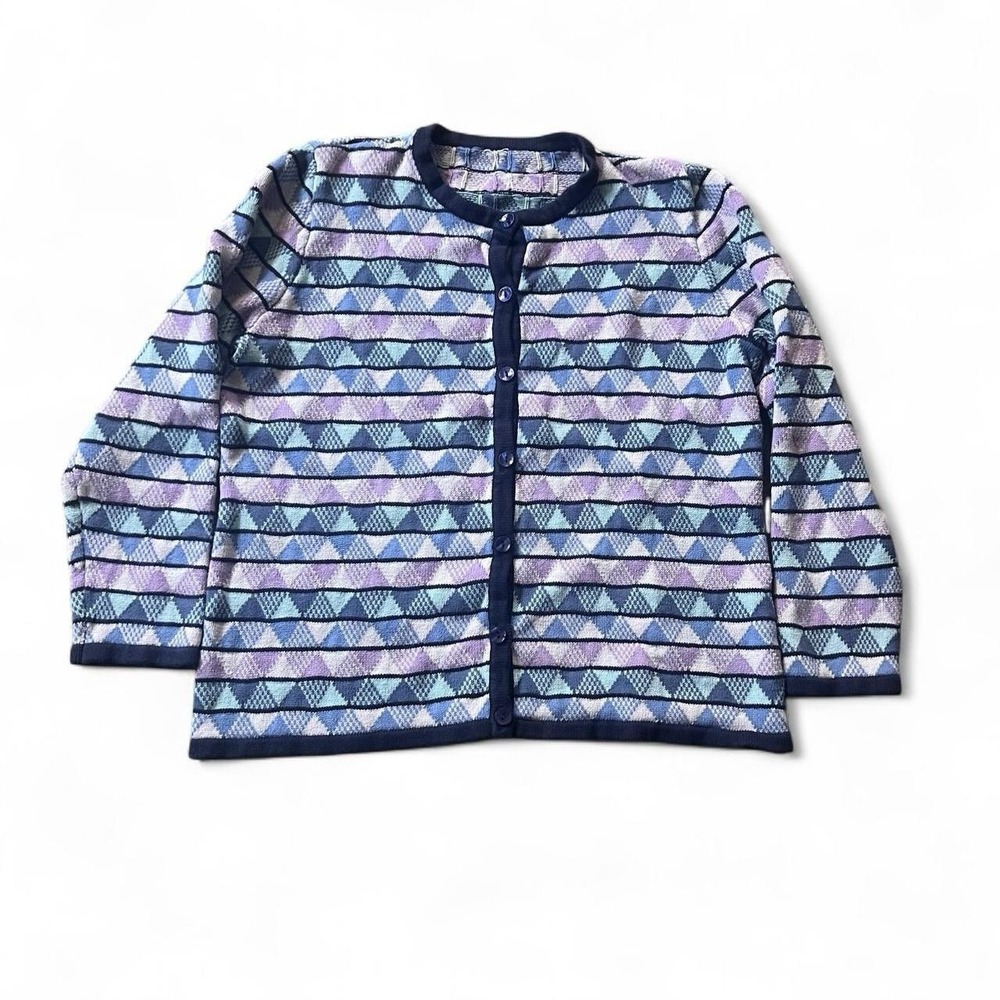 The Tog Shop Geometric Multicolor Knit Sweater Cardigan Women's Size Medium